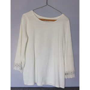 New Loft Sweater White 100% Cotton Pullover Womens Size S